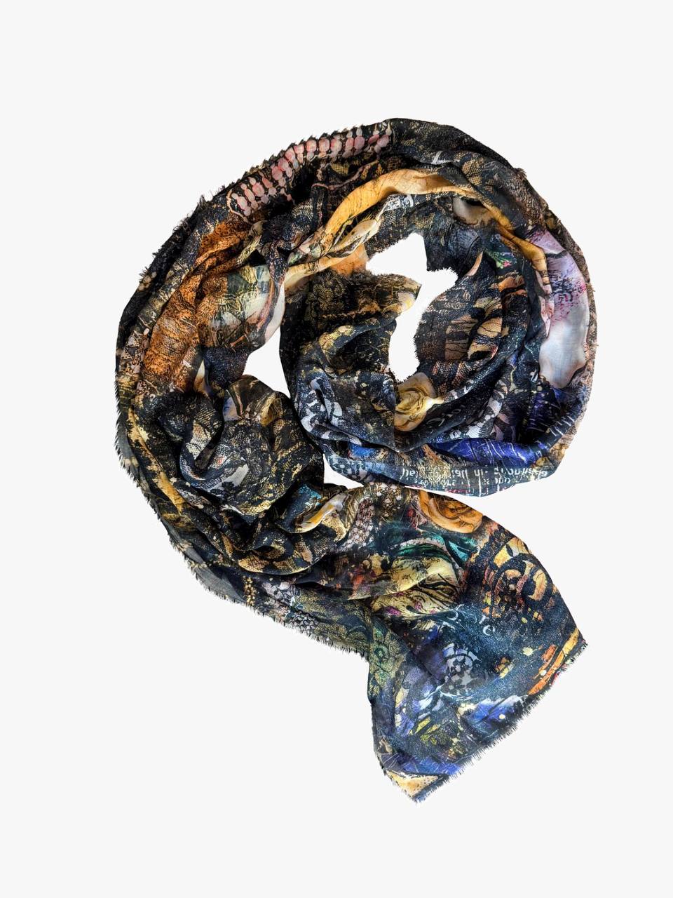 FullArt Black Luxury Hijab - Art Multiple Scarf 70X200, Art-to-Wear Meets Islamic Culture, Limited Edition