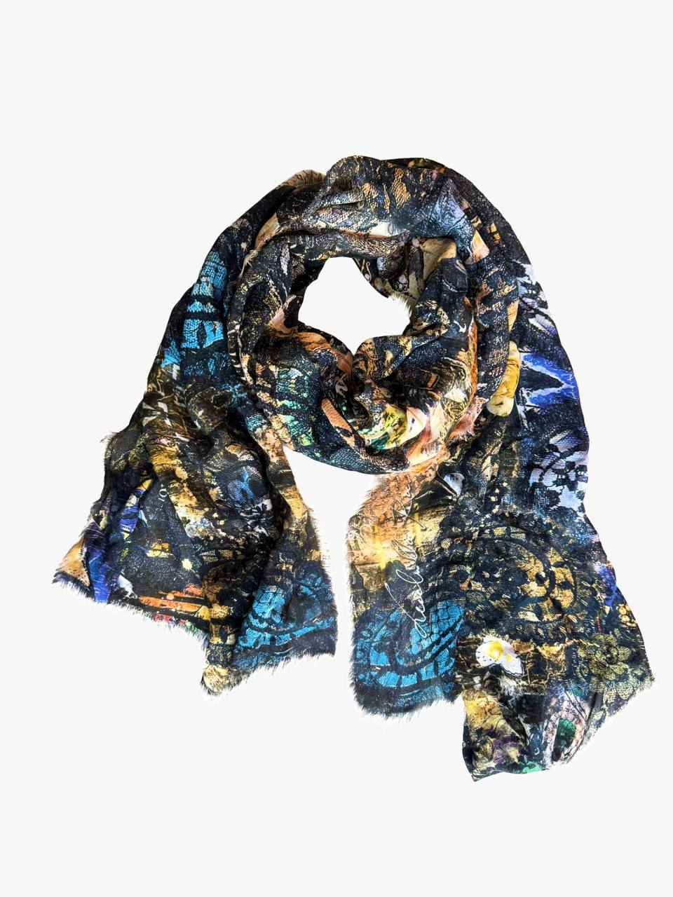 FullArt Black Luxury Hijab - Art Multiple Scarf 70X200, Art-to-Wear Meets Islamic Culture, Limited Edition