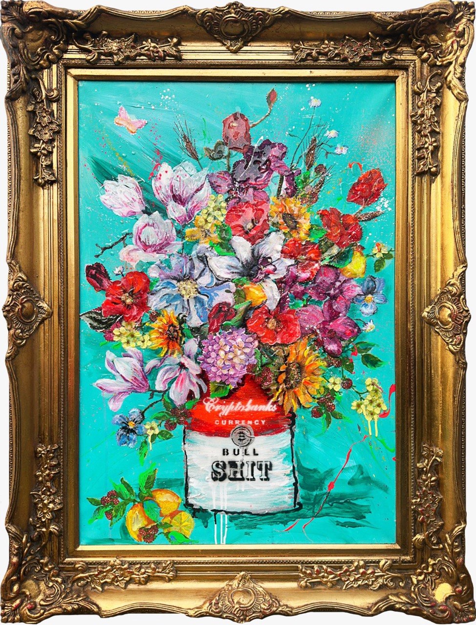 Crypto Flowers, Artwork 100X70Cm (130X100Cm With Frame), 2024, Unique Piece
