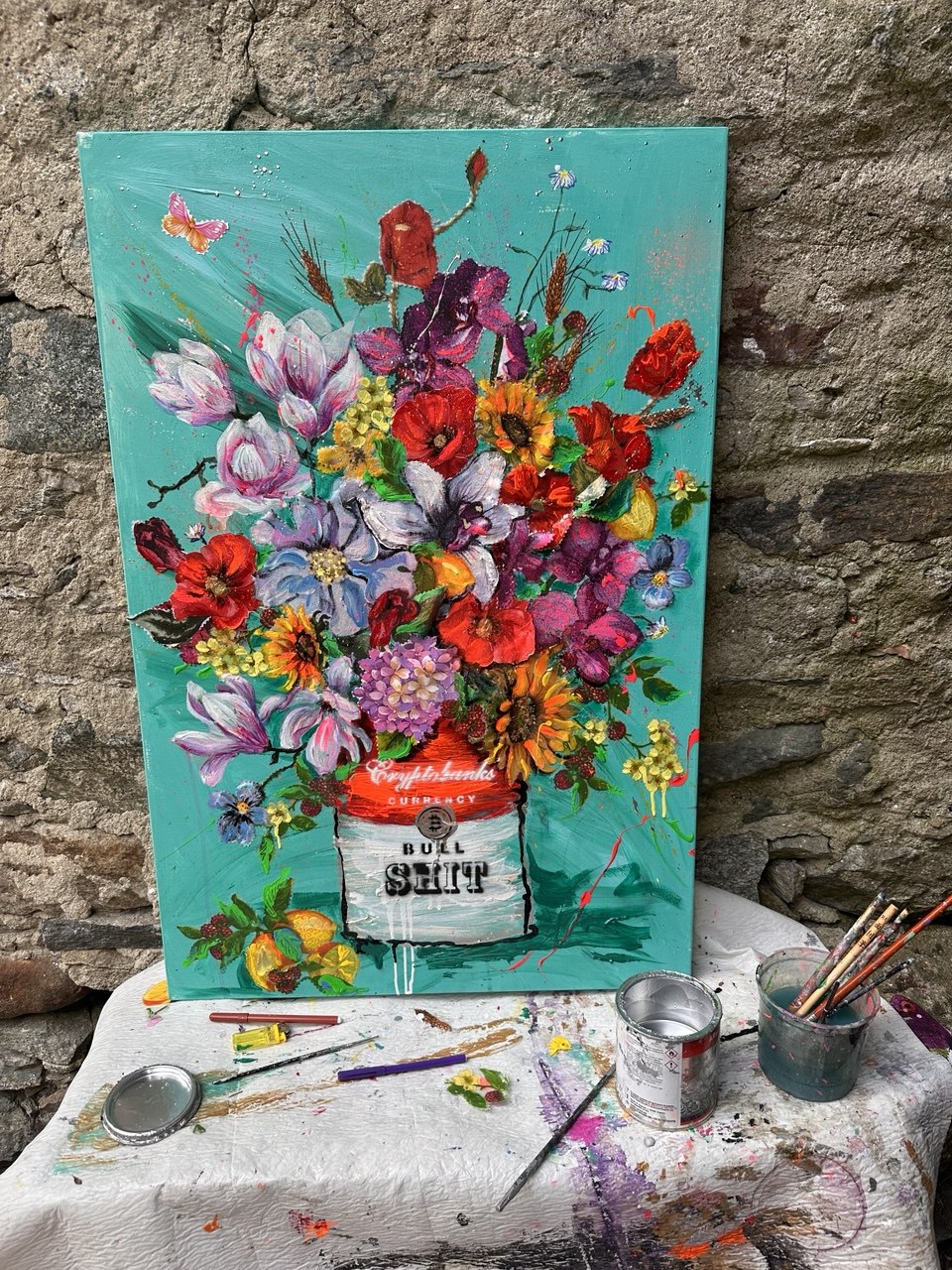 Crypto Flowers, Artwork 100X70Cm (130X100Cm With Frame), 2024, Unique Piece