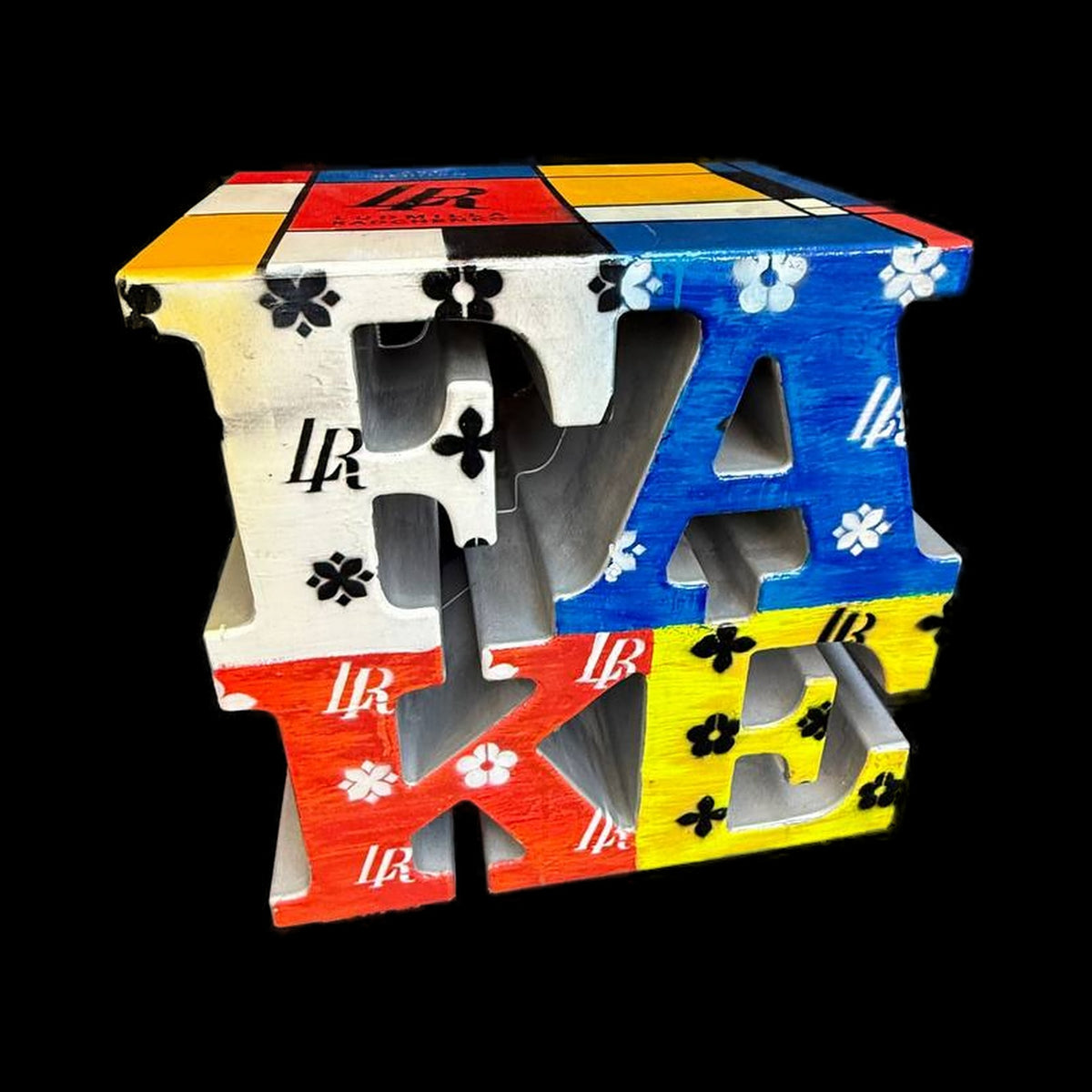 FAKE, Recycled Plastic Sculpture 50x50x30 cm, Art Reborn