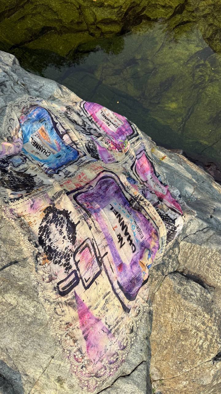 FullArt Channel Of Lavender Saint-Tropez - Multiple Art print scarf 140X140, art-to-wear, limited edition