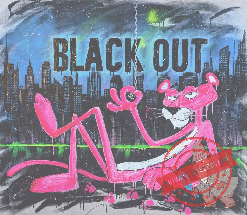 Art Work BLACK OUT, Artwork 140X160 Cm, Art Series ICONS RECYCLING 2022, unique piece · Private Collection (corner)