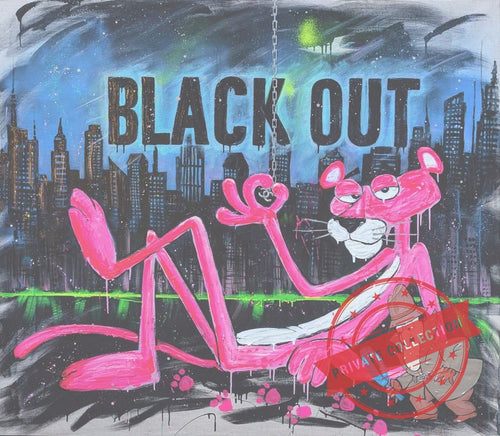 Art Work BLACK OUT, Artwork 140X160 Cm, Art Series ICONS RECYCLING 2022, unique piece · Private Collection (corner)