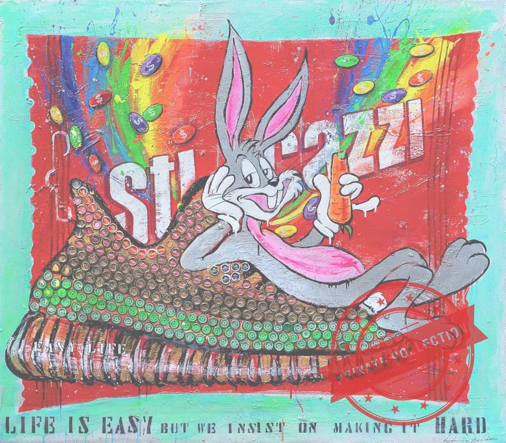 Artwork EASY LIFE, 160 X 140cm, Art Series ICONS RECYCLING 2022, Unique Piece · Private Collection (corner)