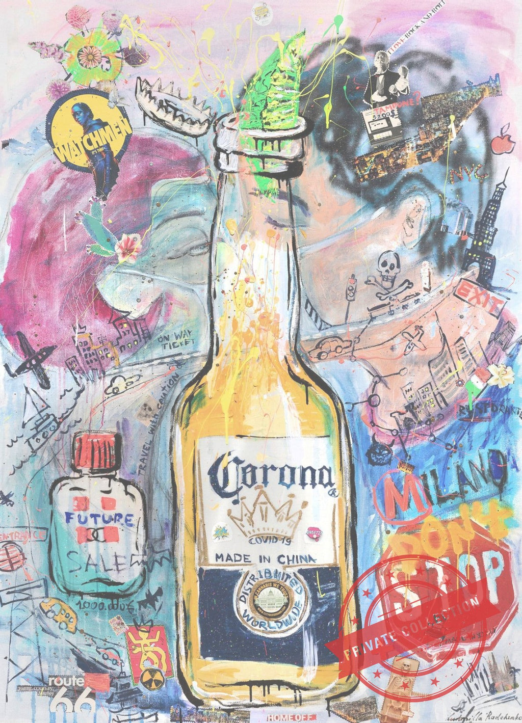 ArtWork CORONA KISS 180X130Cm, 2020, Art Serie Voyage, 2020, unique piece · Private Collection (corner)