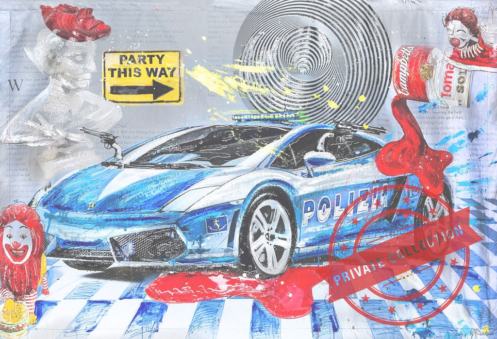 Police Party, Artwork 120X180Cm, 2017 · Private Collection (corner)