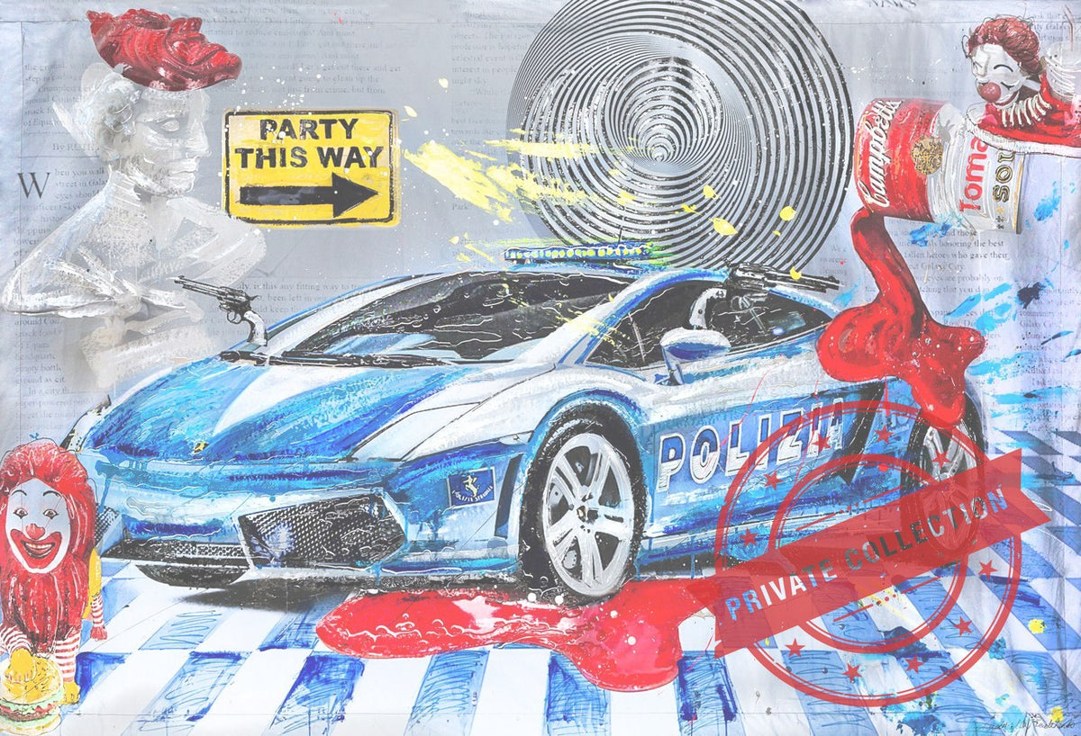 Police Party, Artwork 120X180Cm, 2017 · Private Collection (corner)
