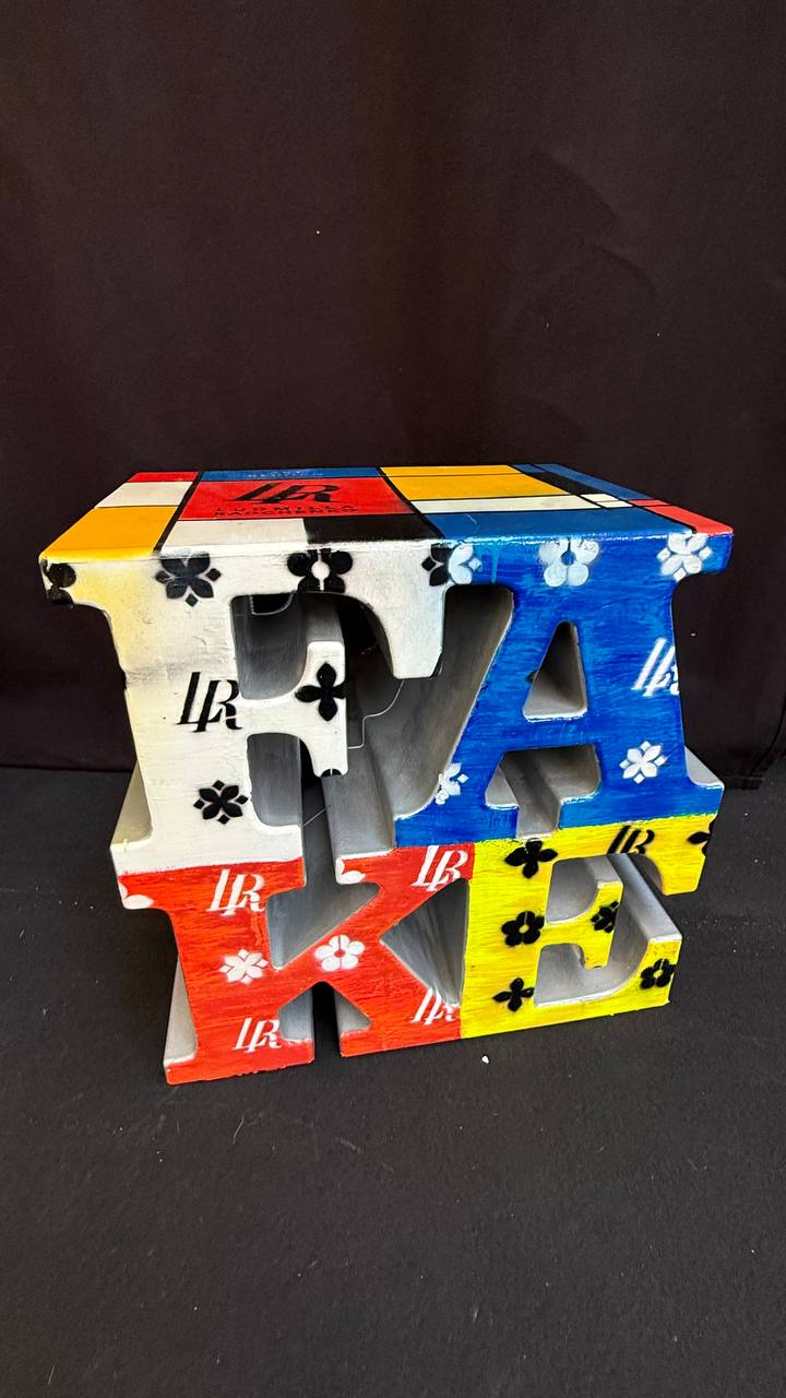 FAKE, Recycled Plastic Sculpture 50x50x30 cm, Art Reborn