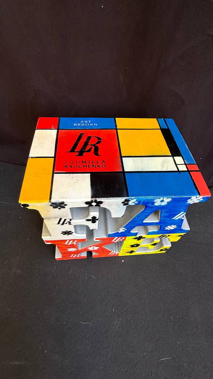 FAKE, Recycled Plastic Sculpture 50x50x30 cm, Art Reborn