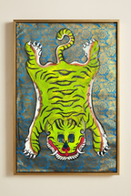 Acid Green Tiger — Hand-painted Original on Papyrus