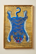Sapphire Tiger — Hand-painted Original on Papyrus