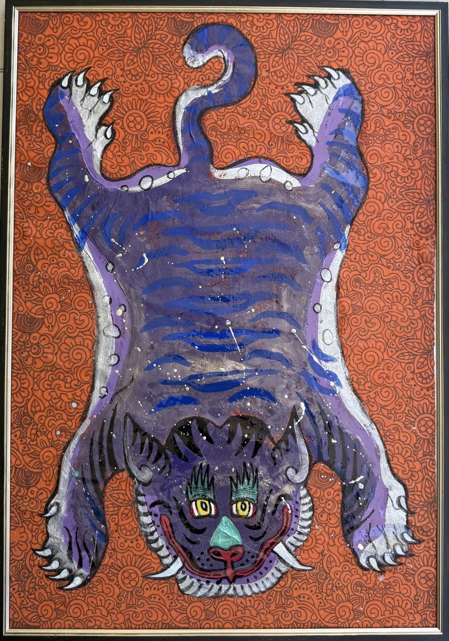 Violet Tiger — Hand-painted Original on Papyrus
