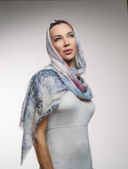 FullArt White Luxury Hijab - Art Multiple Print Scarf 70X200, Art-to-Wear Meets Islamic Culture, Limited Edition